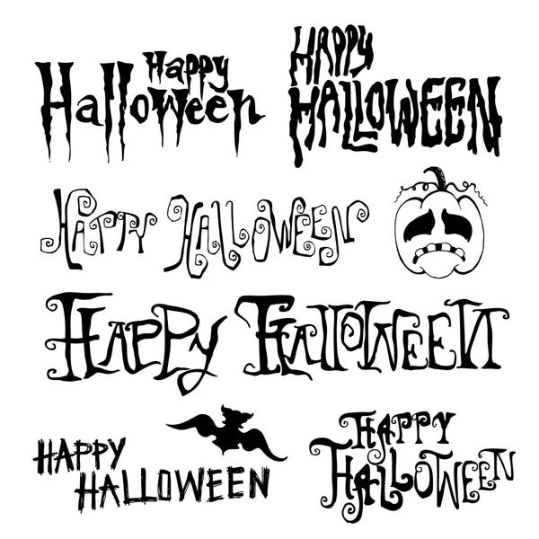 Feliz día de Halloween tipografía dibujada a mano, ilustración vector Doodles — Vector de stock