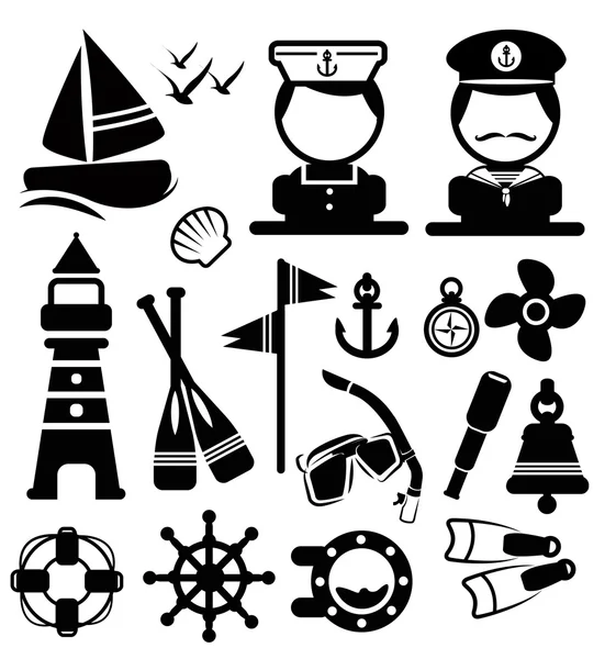Námořní ikony nastavit vektor — Stockový vektor