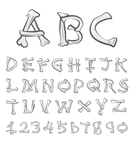 Набор алфавитов векторных костей . — стоковый вектор