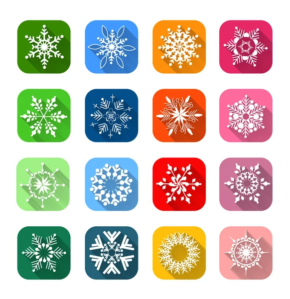 Icônes de neige avec ombre longue — Image vectorielle