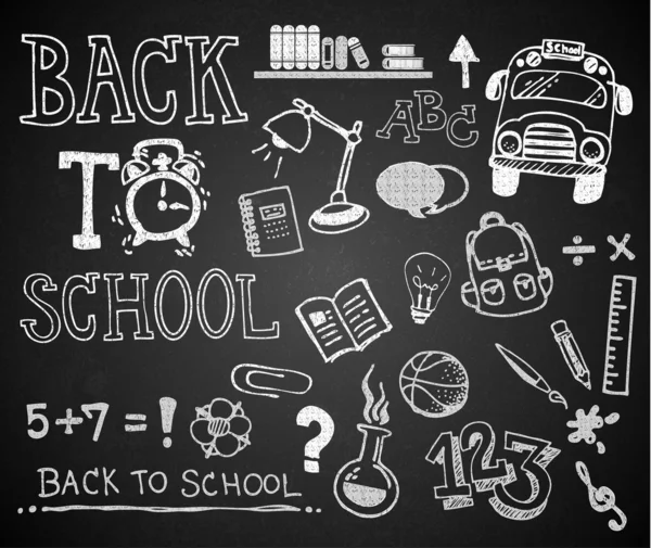 Tahtaya tebeşir el çizim için okula geri ayarla