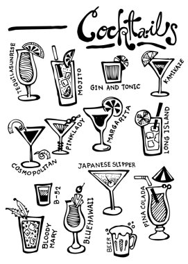 Kokteyl doodle vektör