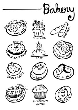 Fırın Doodles el çekilmiş vektör