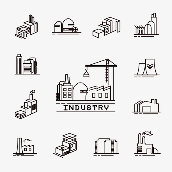 Ícones de fábrica de construção —  Vetores de Stock