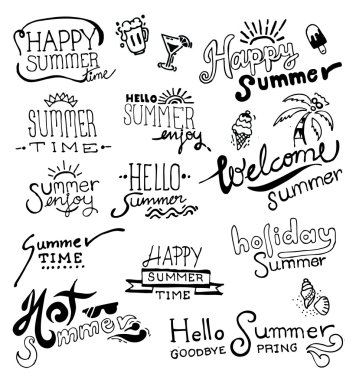 El çekilmiş vektör doodles. Vektör yaz doodle.