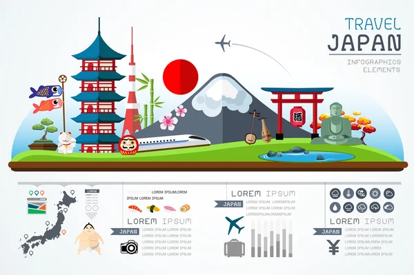 Informações gráficos viagem e marco japão modelo design. Conceito Ilustração vetorial —  Vetores de Stock