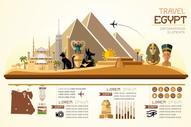 Info graphics travel and landmark egypt template design. clipart