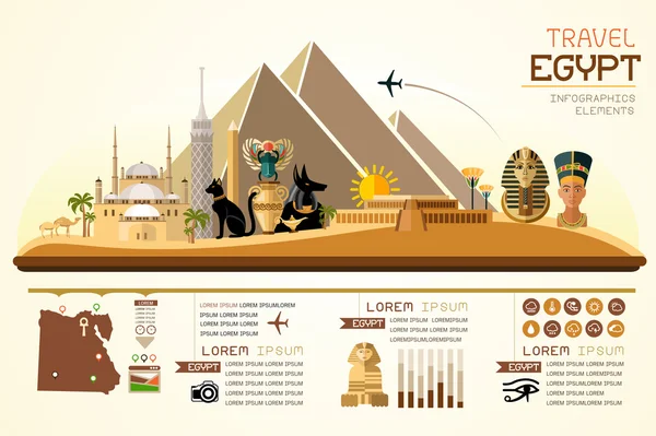 Info graphics travel and landmark egypt template design. — Stock Vector