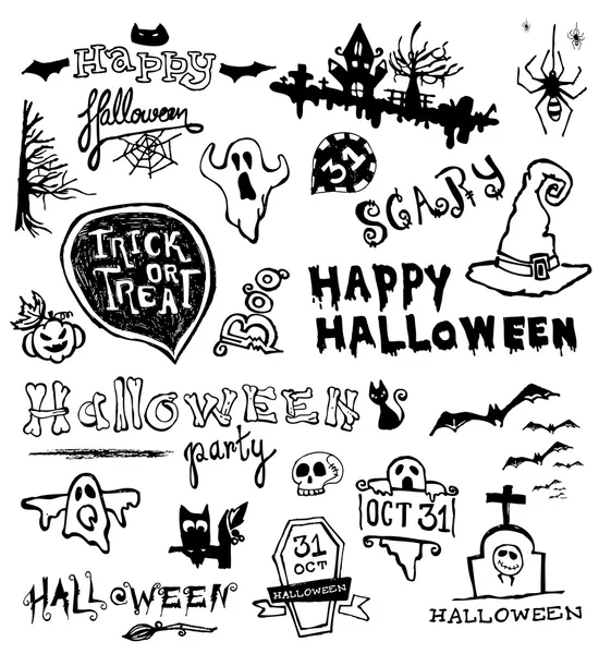 Handgetekende Halloween doodles — Stockvector