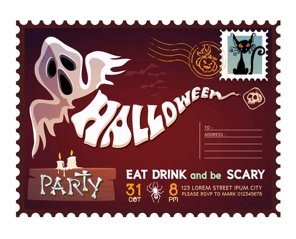 Gelukkig Halloween briefkaart uitnodiging — Stockvector