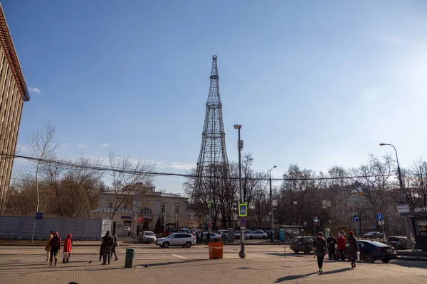 MOSCOW, RUSSIA: February, 22 2020: Shukhov radio tower or Shabolovka tower in Moscow, Russia — 图库照片