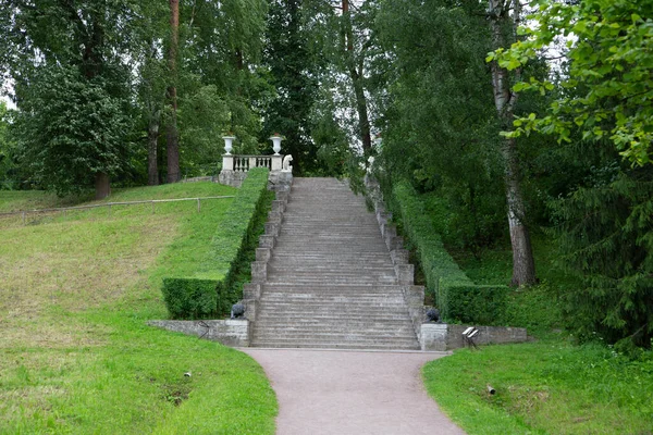 Pavlovsk, Leningrad region, Russia - july 10, 2019: Large stone Italian staircase in Pavlovsk Park — Stock Photo, Image