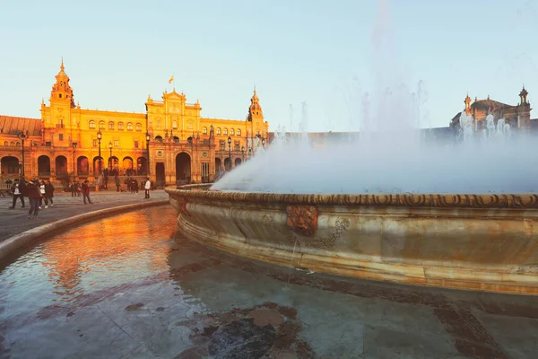 Sevilla España Enero 2019 Hermosa Fuente Frente Entrada Principal Plaza —  Fotos de Stock