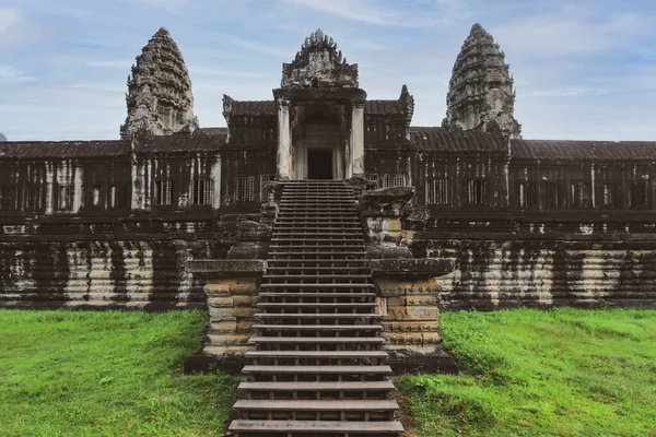 Selektivní Zaměření Schody Chrám Angkor Wat Kambodži Ancient Temple Complex — Stock fotografie