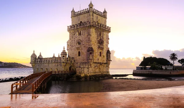 Torre Belem Famosa Atracción Turística Lisboa Por Noche Portugal — Foto de Stock