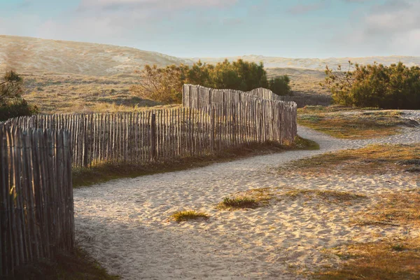 View Dune Wooden Fence Vintage Style — Stock Photo, Image