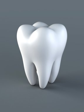 Diş gri arka plan üzerinde 3D çizimi.