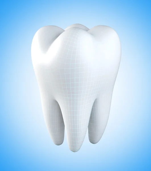 3D ілюстрація зуба з синім каркасом . — стокове фото