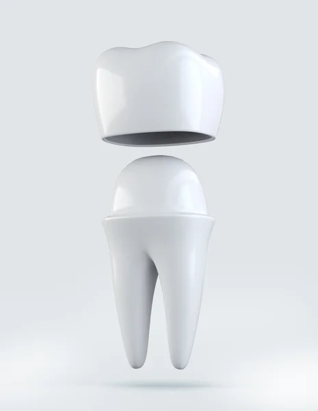 3D иллюстрация коронного зуба на белом фоне . — стоковое фото