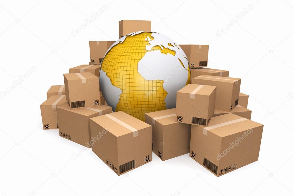 Cardboard boxes. Cargo, delivery and transportation logistics st Stock