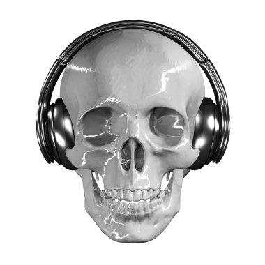 kulaklık ile 3D soyut kafatası.