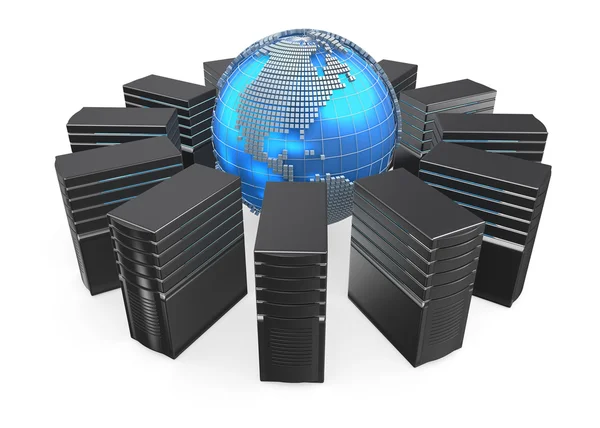 3D illustration of network workstation servers. — Stock Photo, Image