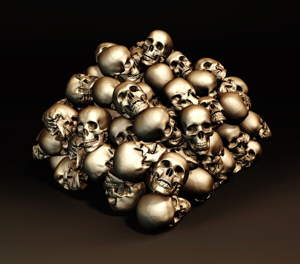 Stack of human skulls.