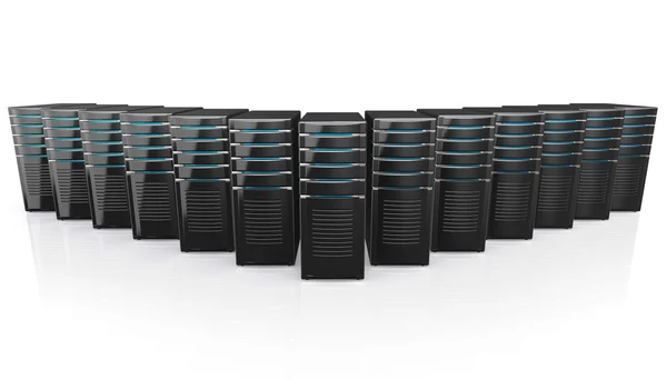 Illustrazione 3D dei server delle workstation di rete . — Foto Stock