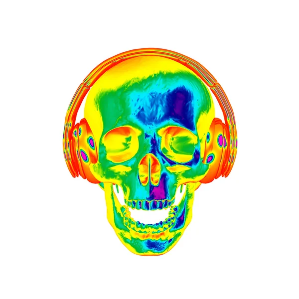 Illustration 3D crâne abstrait avec casque . — Photo