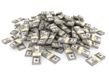 100 dolar ABD beyaz zemin üzerine yığını.