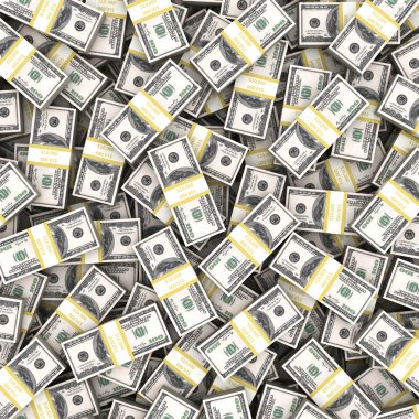 100 dolar ABD beyaz zemin üzerine yığını.
