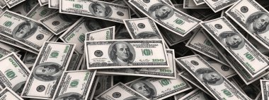 100 dolar ABD beyaz zemin üzerine yığını.