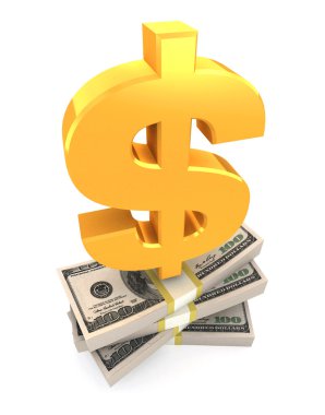 ABD dolar yığını üzerinde dolar işareti.