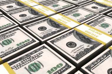100 dolar ABD beyaz zemin üzerine yığını.
