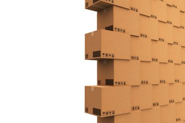 Karton kutular yığını.