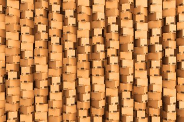 Karton kutular yığını.