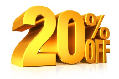 3D render altın metin %20 indirimli.