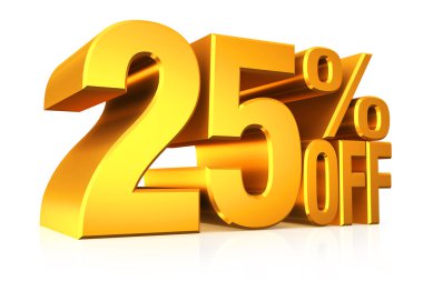 3D render altın metin %25 indirimli.