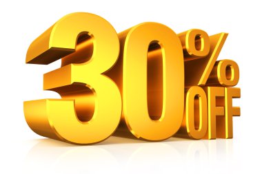 3D render altın metin %30 indirimli.