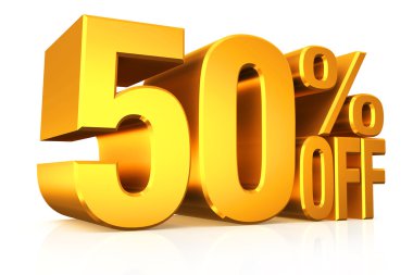 3D render altın metin %50 indirimli.