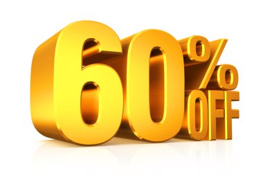 3D render altın metin 60 oranında off.