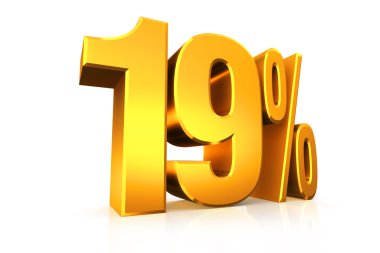 3D render metin altın yüzde 19 olarak