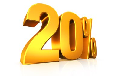 3D render metin altın yüzde 20 olarak