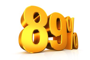 3D render metin 89 yüzde altın olarak