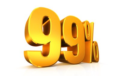 Altın yüzde 99'u 3D render metinde