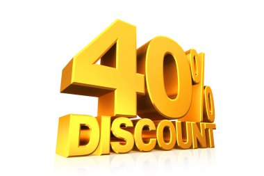 3D render altın metin yüzde 40 indirim.