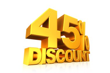 3D render altın metin yüzde 45 indirim.