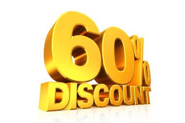 3D render altın metin yüzde 60 indirim.
