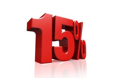 Kırmızı yüzde 15'i 3D render metinde