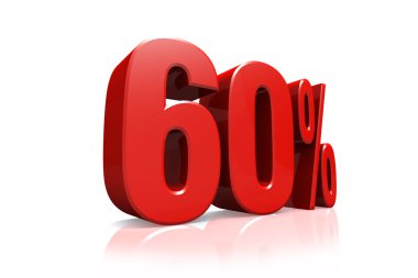 Kırmızı yüzde 60'ı 3D render metinde